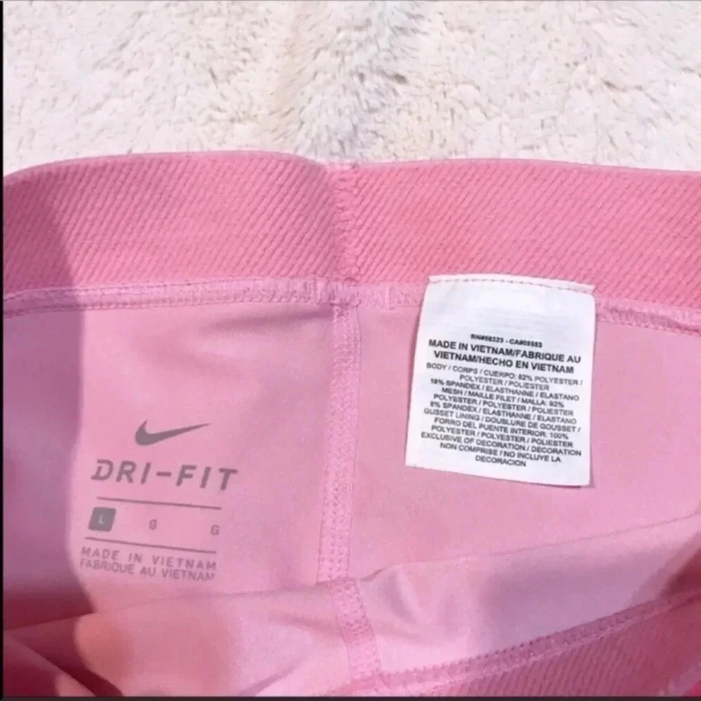 Nike Pro Girls Pink White Leggings Size L